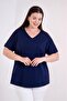 Women's Plus Size V-Neck Blouse with Sleeve Epaulettes - 5