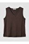 Vizyon New Season Brown V-Neck Modal Blended Women's Undershirt - 5