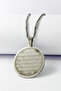 Silver Color Ayetel Kürsi & Nazar Verse Written Stainless Steel Necklace with Thick Doc Chain and Stick