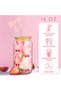 Set of 2 Coquette Bow Glass Cup, 16oz Drinking Glass Cup with Lids and Straws (Pink) - 3