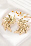 Gold Color Layered Leaf Figured Flashy Women's Earrings - 3