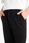 Regular Fit Basic Flat Waist Lace-Up Straight Leg Pocketed Black Men's Sweatpants D6762Ax/Bk81 - 5