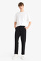 Regular Fit Basic Flat Waist Lace-Up Straight Leg Pocketed Black Men's Sweatpants D6762Ax/Bk81 - 3