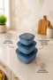 3-Piece Square Storage Container Set Bpa-Free Food and Legume Container with Lids - 3