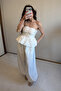 White Parachute Fabric Strapless Top and Bottom Set - 4