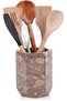 Oceanic Marble Utensil Holder 6.5 Inch, Natural Stone Kitchen Counter Organizer, Spoon & Spatula Storage Holder
