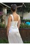 Women's White Fluid Textured High Waist Old Money Midi Skirt - 5