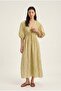 Women's V-Neck Elastic Waist Balloon Sleeve Lined Long Dress Ru-3075 - 4