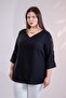 Women's Plus Size V-Neck Blouse with Sleeve Detail - 2