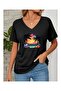 Women's V-Neck Palm Tree Printed T-Shirt Oversize Loose Fit