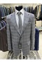 Cotton Combined Men's Suit (Jacket Checked). Pants Black or Navy Blue (Plain) - 3