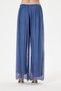 Women's Blue Italian Elastic Waist Wide Leg Silk Trousers 38 - 48 Size - 5