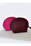 Half Moon Shaped Leather Handbag - Zippered Cosmetic Organizer - 4