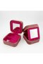 Heart Embroidered Jewelry Case Mirrored Travel Jewelry Organizer Velvet Jewelry Box 11 cm - 2