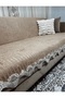 Velvet Lace Sofa Cover - Protective and Non-Slip Base with Sponge (170X210) Camel - 3
