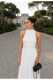 White Halter Neck Long Dress - 8522 - 2