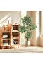 180CM Artificial Ficus Tree with 3-4 Natural Trunks & White Edged Leaves - Large Realistic Artificial Plant in Tall White Planter - Decorative Artificial Tree for Living Room, Hallway, Office - 8