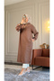 6523 - Comfortable and Stylish Buttoned Pocketed Soft Modal Fabric Long Shirt Collar Women's Cap - 3