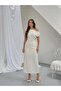 Premium Boat Neck Drape Detailed Midi Dress - 4