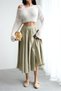 Crep Women's Midi Length Lined Voile Skirt High Waist Flowy Flared Skirt