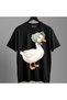 Unisex Oversized Printed Crew Neck Short Sleeve Black T-Shirt