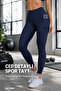 Women's Diving Tights, High Waist Pocketed Gathering Tights, Black, Navy Blue