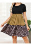 Women's Leopard Detail Three Piece Viscose Dress - 5