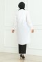Women's Premium Extra Long Daily White Polo Collar Hijab Shirt Dress - 6