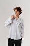 Tranquil Long Sleeve Embroidered Oversize Shirt with Pocket Detail - 4