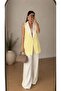 Women's Garnished Vest Palazzo Pants Suit Long Vest Suitable for Tesettür - 6