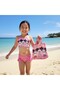 Girl's Character Printed Skirt with Ruffles - Rope Tie Bag Swimsuit Bikini 3 Piece Set - 2