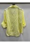 Women's Yellow Italian Plus Size Floral Embroidered Sequin Embroidered Foldable Long Sleeve Shirt 42 - 48 Size - 3
