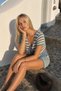 Striped Tie Detail Blouse Waist Fold Skirt Double Knitwear Set 52148014 - 3