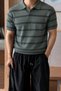 Men's Striped Polo Collar Viscose Knitwear T-Shirt – Slim Fit Summer Stylish Knitwear Polo
