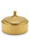 Luxury Ceramic Candy Bowl with Lid | Embossed Geometric Design | 23×7.5 cm | Gold & White,Silver & White - 5