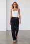 Women's Black Scarf-Tied Elastic Waist Double Pocket Trousers Alc-X15564