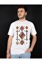 Unisex Carpet Rug Ethnic Pattern Printed Black White T-Shirt 100% Cotton Regular Fit Crew Neck Authentic Bohemian Graphic Design T-Shirt