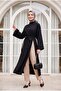 Hakim Collar Deep Slit Belted Long Modal Tunic - Black - 5