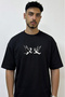 Angel Devil_1 Design Printed Oversize Black T-Shirt