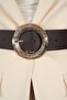Patterned Round Gold Buckle Women's Belt Dress Belt Shirt Belt Jacket Belt - 5