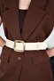 Patterned Square Gold Buckle Women's Belt Dress Belt Shirt Belt Jacket Belt - 2