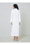 White Eyelet Long Sleeves Shirt Maxi Dress - 5