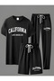 Unisex 3-Piece Set – Los Angeles Printed T-Shirt, Shorts and Trackpants Black