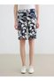 Navy Blue High Waist Floral Women's Shorts - 2