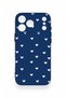 iPhone 17 Pro Max Compatible Mini White Heart Navy Blue Patterned Silicone Case - 2