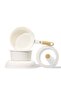 6-Piece Ceramic Cookware Set with Detachable Handle, Stackable, PFAS-Free Nonstick (Cream)