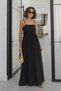 Women's Black Dress with Adjustable Straps and Draped Front Detail Black - 2