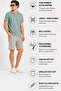 Çağla Green Lycra Stretch Fabric Classic Men's Linen Shorts with Elastic Waist // 2002-Çağla - 2