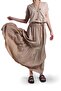 Beige Blouse and Wrinkled Look Maxi Skirt Set - 7