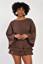 Women's Short Loose Blouse - Bitter Brown - 3